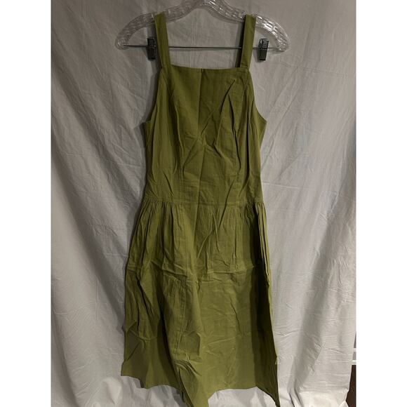 Midi Dress Smocked Back Square Neck Dropped Waist - Picture 3 of 4